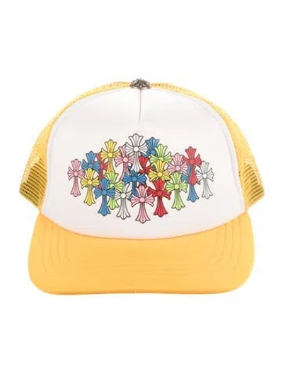 Pre-owned Chrome Hearts Crosses Trucker Hat In Yellow