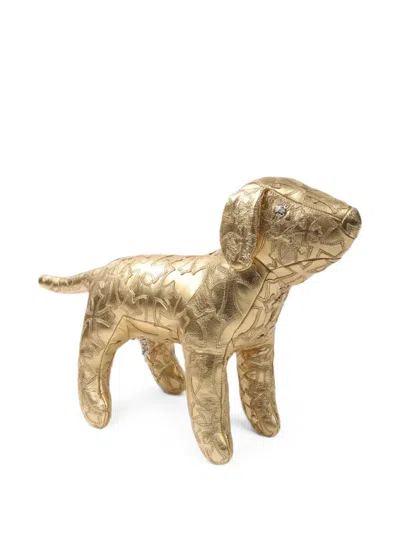 Chrome Hearts Cross-patch Leather Dog Figure In Gold