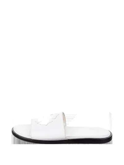 Chrome Hearts Cross-patch Leather Sandals In White