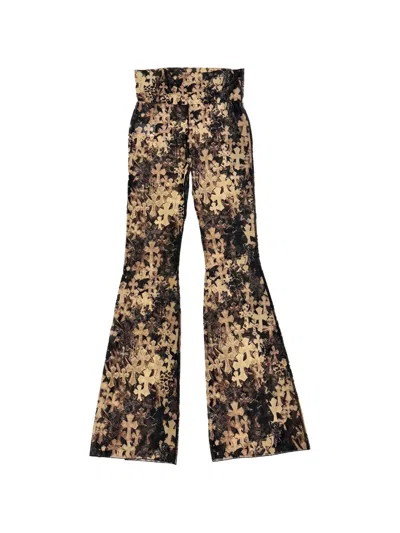 Chrome Hearts Cross-print Flared Trousers In Brown