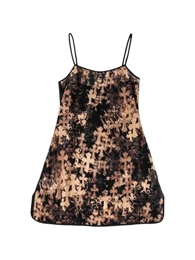 Chrome Hearts Cross-print Mini Dress In Black