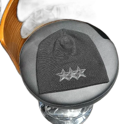 Pre-owned Chrome Hearts Crowe Heart Triple Star Leather Cold Cap In Gray