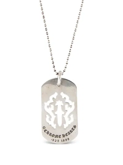 Chrome Hearts Cut-out Cross Dog-tag Pendant Necklace In Metallic