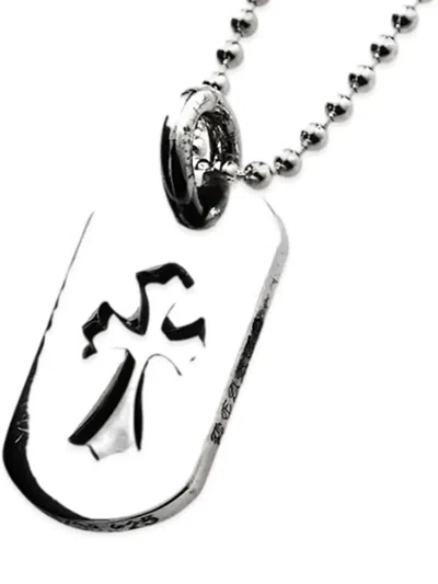Chrome Hearts Cut-out Cross Dog Tag Pendant In Silver