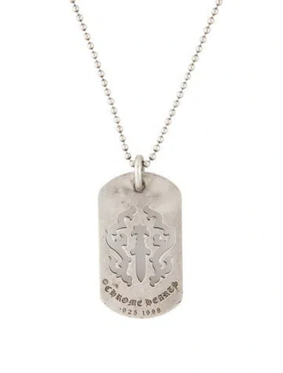 Pre-owned Chrome Hearts Cut-out Dagger Dog Tag Pendant Necklace, 30" In Multi