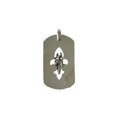 Chrome Hearts Cutout Fleur-de-lis With Dagger Dog Tag Pendant Silver