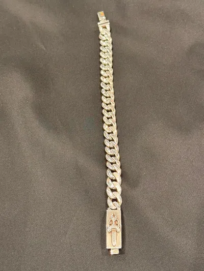 Pre-owned Chrome Hearts Dagger Cuban Link Bracelet In Silver