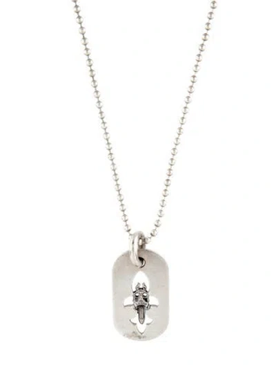 Pre-owned Chrome Hearts Dagger Dog Tag Pendant Necklace, 30" In Multicolor
