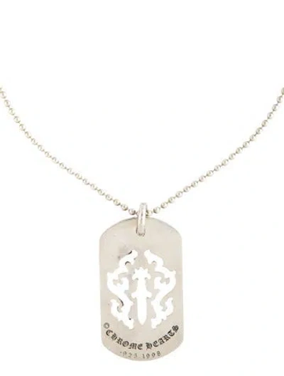 Pre-owned Chrome Hearts Dagger Dog Tag Pendant Necklace, 30" In Multicolor