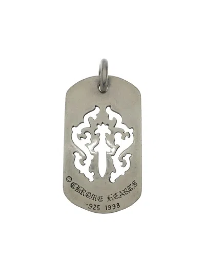 Pre-owned Chrome Hearts Dagger Dog Tag Pendant In Silver