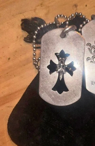 Pre-owned Chrome Hearts Dagger Dog Tag In Silver
