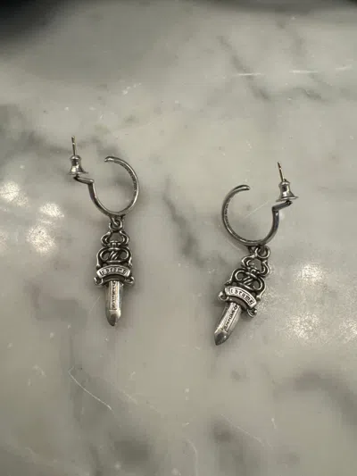 Pre-owned Chrome Hearts Dagger Earrings Sets In Silver