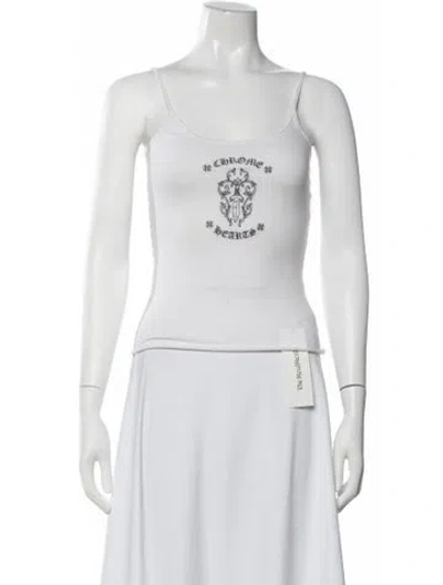 Pre-owned Chrome Hearts Dagger Graphic Print Top In White