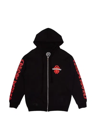 Chrome Hearts Dagger Logo Zip Hoodie In Black