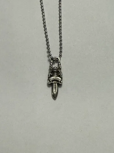 Pre-owned Chrome Hearts Dagger Pendant Ball Chain Necklace Zipper In Silver