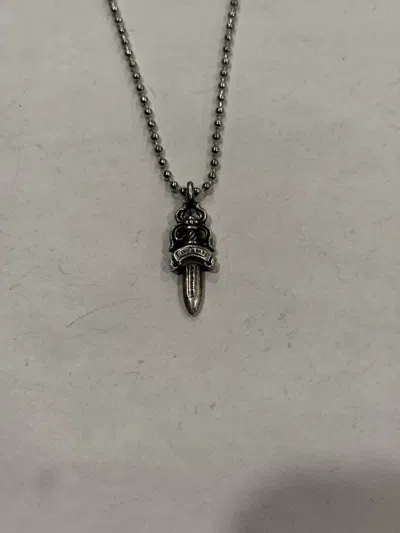 Pre-owned Chrome Hearts Dagger Pendant Silver Ball Chain Necklace 925