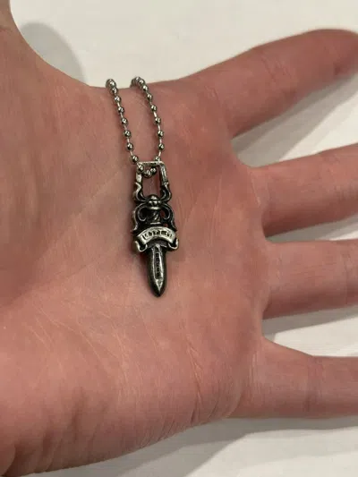Pre-owned Chrome Hearts Dagger Pendant Silver Ball Chain Necklace 925