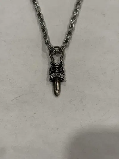 Pre-owned Chrome Hearts Dagger Pendant Silver Rope Chain Necklace 925