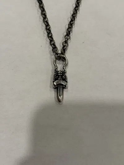 Pre-owned Chrome Hearts Dagger Zipper Pendant Roll Chain Necklace 925 In Silver