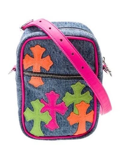 Pre-owned Chrome Hearts Denim Crossbody Bag In Blue