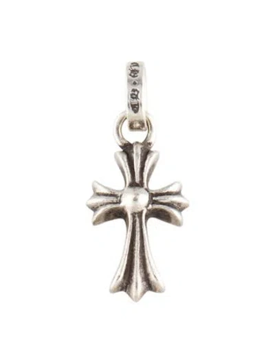Pre-owned Chrome Hearts Diamond Baby Fat Cross Pendant, 0.75" In Multicolor