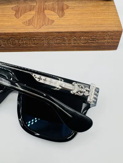 Pre-owned Chrome Hearts Diamond Box Officer Sunglasses In Black
