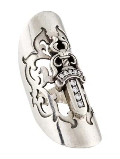 Pre-owned Chrome Hearts Diamond Cannoli Dagger Ring In Multi