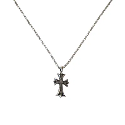 Chrome Hearts Diamond Cross Pendant With Roll Chain Necklace In Pattern