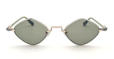 CHROME HEARTS DIAMOND DOG - SHINY SILVER / GOLD / DARK OLIVE SUNGLASSES