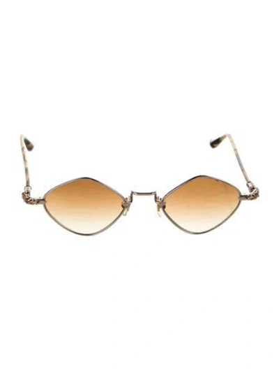 Pre-owned Chrome Hearts Diamond Dog Round Sunglasses In Brown/gold