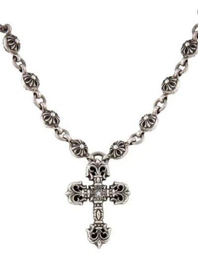 Pre-owned Chrome Hearts Diamond Filigree Cross Ball Chain Necklace, 17" In Multi