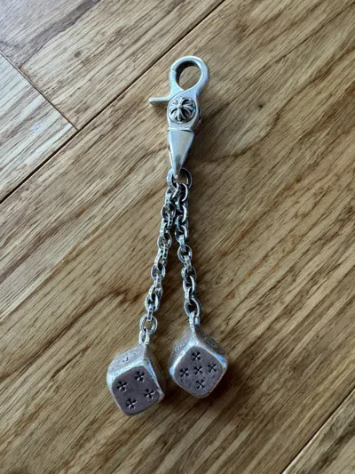 Pre-owned Chrome Hearts Dice Keychain In Silver