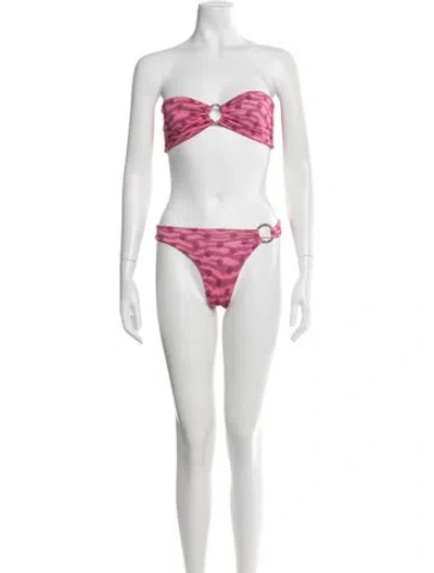 Pre-owned Chrome Hearts Dipped In Blue Animal Print Bikini In White