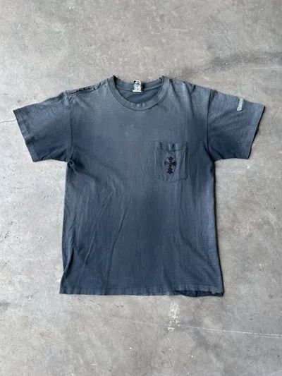 Pre-owned Chrome Hearts Distressed Cemetery Cross Tee In Faded Blue