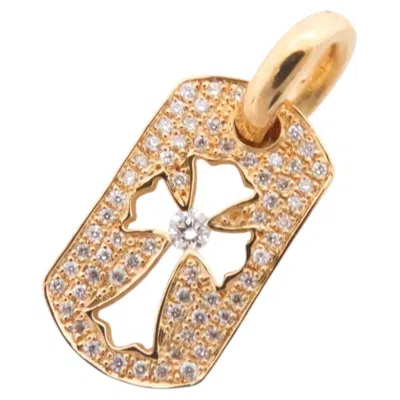 Pre-owned Chrome Hearts Dog Tag Cut Out Cross Diamond 22 Karat Gold Pendant In Multi