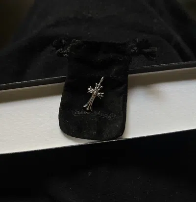 Pre-owned Chrome Hearts Double Cross Charm Pendant In Silver