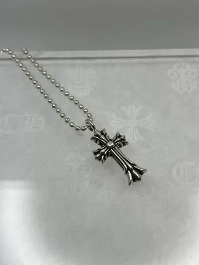 Pre-owned Chrome Hearts Double Cross Necklace In Silver