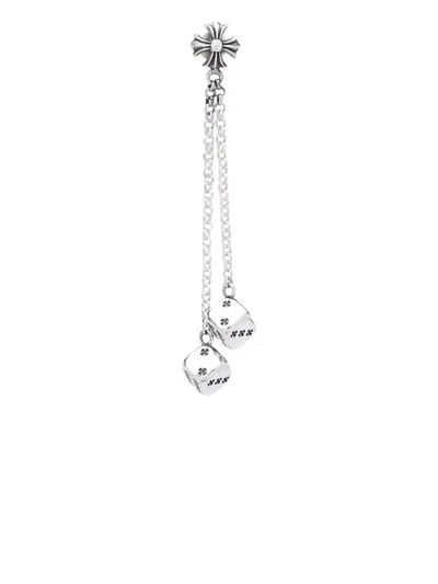Chrome Hearts Double-dice Drop Earring In Metallic