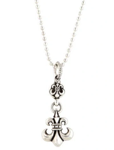 Pre-owned Chrome Hearts Double Fleur De Lis Pendant Necklace, 30" In Multicolor