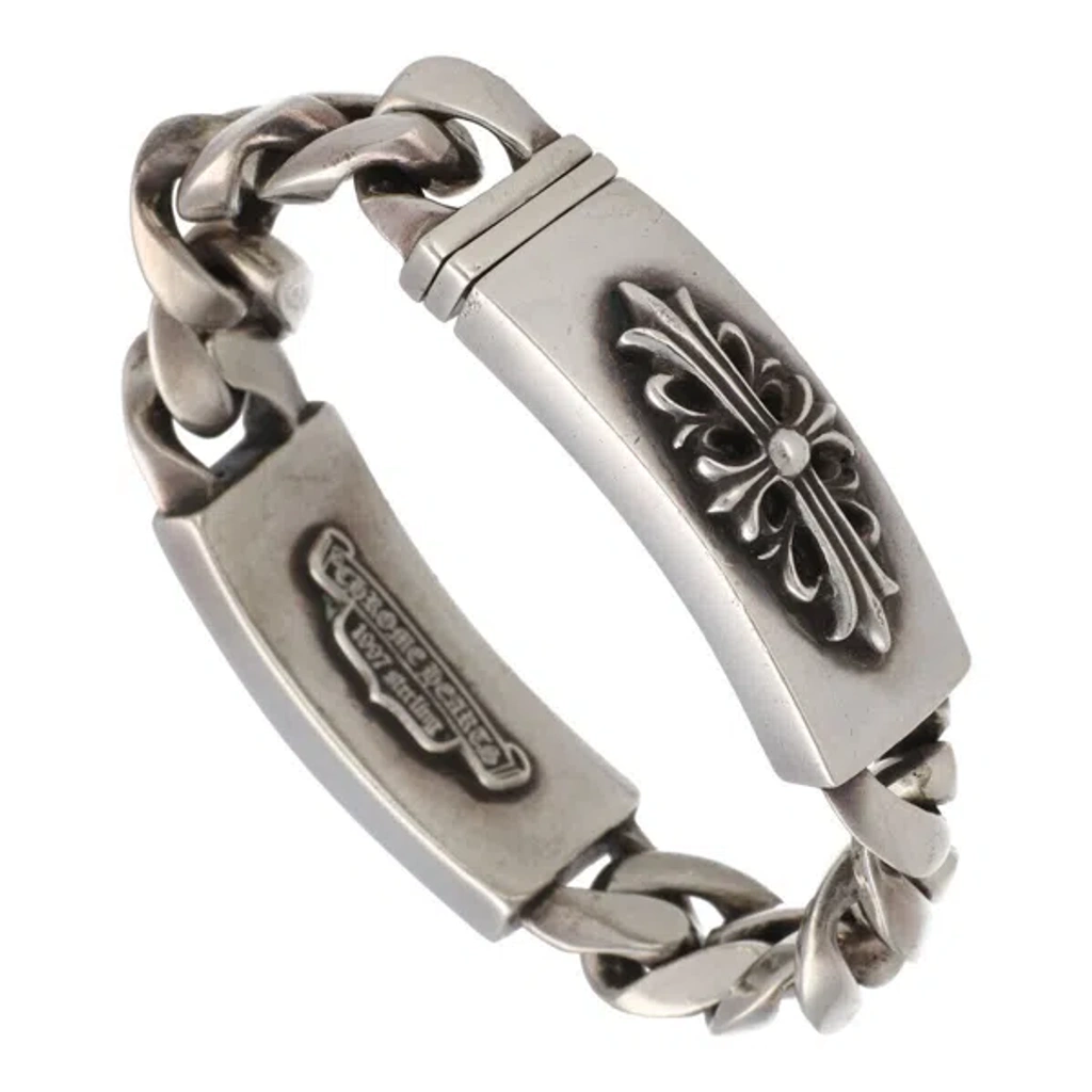Pre-owned Chrome Hearts Double Id 8 Link Bracelet In Silver | ModeSens