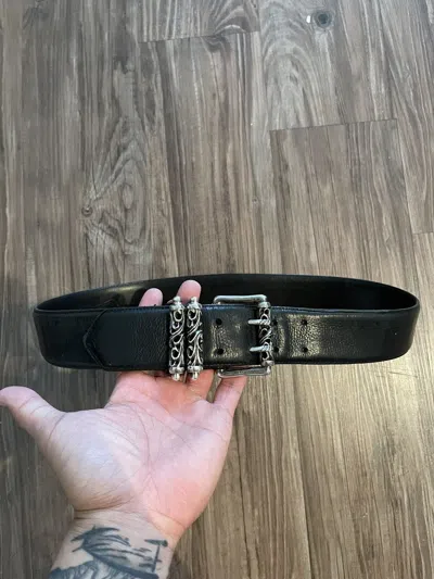 Pre-owned Chrome Hearts Double Roller Belt In Black