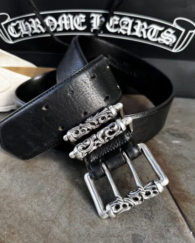 Pre-owned Chrome Hearts Double Roller Belt In Silver