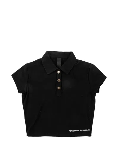 Chrome Hearts Embroidered Cropped Polo Shirt In Black