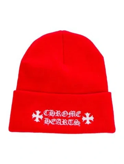 Pre-owned Chrome Hearts Embroidered Logo Beanie In Red