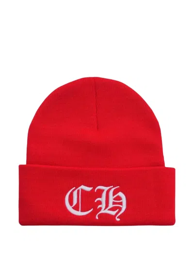 Chrome Hearts Embroidered Logo Beanie In Red