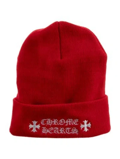 Pre-owned Chrome Hearts Embroidered Logo Beanie In Red