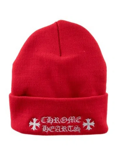Pre-owned Chrome Hearts Embroidered Logo Beanie In Red