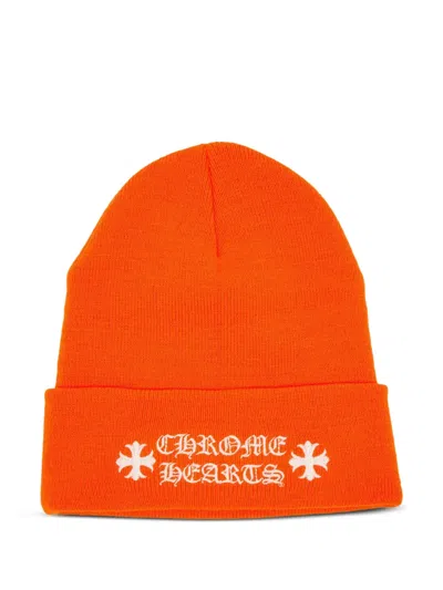 Chrome Hearts Embroidered-logo Beanie Hat In Orange