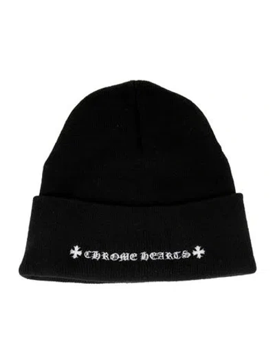 Pre-owned Chrome Hearts Embroidered Logo Beanie Os In Black