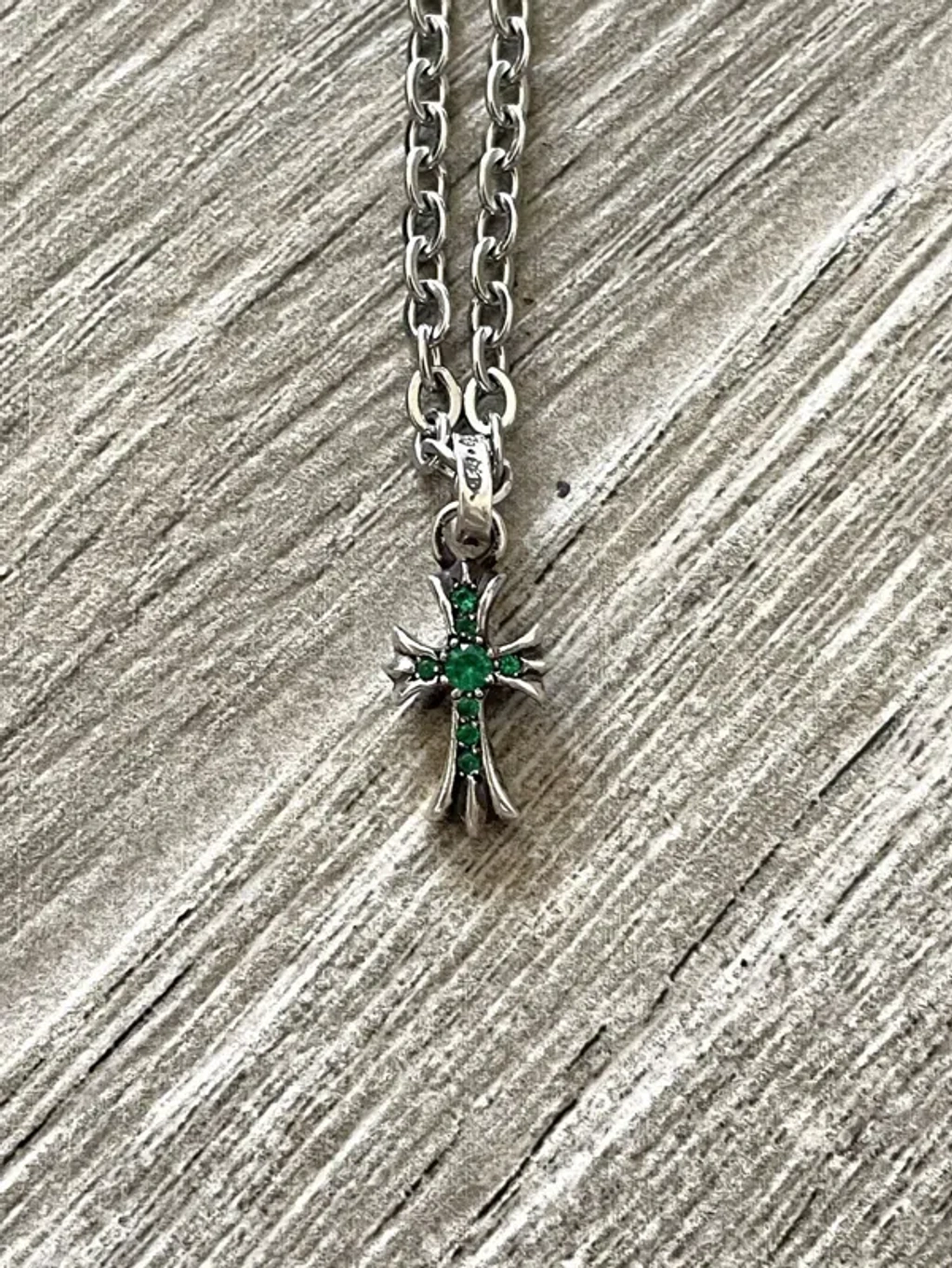 Pre-owned Chrome Hearts Emerald Baby Fat Pendant In Emerald Green